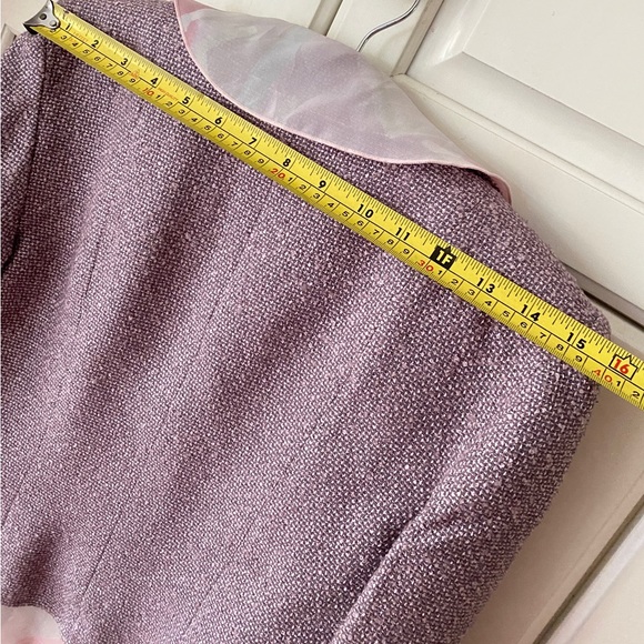 Jessica Ruffle silk blend blazer Jacket in tweed Pink Size 2 open Front 2-in-1 - Picture 7 of 12